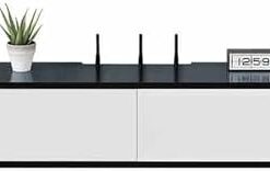 Meuble TV mural moderne avec tiroir et trou pour câble, console multimédia flottante pour la maison, le bureau, le salon, la chambre à coucher, support d'armoire flottant élégant sous la tél