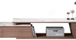 Générique Meuble TV Simple et Moderne en Ardoise, Table Basse, Meuble TV combiné, Salon, Maison, Meuble de Sol Extensible, Meuble TV