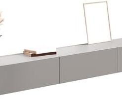 Meuble TV en bois, console TV blanche avec tiroirs, étagère TV flottante pour salon, table TV centrale de divertissement avec rangement, support TV long à montage mural, 3 longueurs disponib