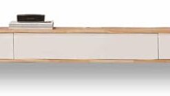 Support TV flottant Console multimédia murale Meuble TV avec porte à rabat Meuble TV mural avec tiroirs et trous pour câbles Étagère centrale de divertissement sous TV pour bureau à domicile