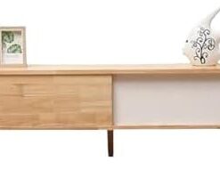 Meuble TV sans Assemblage, Portes coulissantes, Meuble TV en Bois, Console multimédia, Table TV, Centre de Divertissement pour téléviseurs jusqu'à 75 Pouces (Couleur : Porte Bicolore, Taille