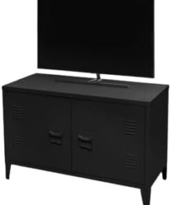 Urban Living Industriel Black Meuble TV en Metal 2 Portes 100X40XH53CM