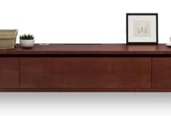 Meuble TV flottant à fixation murale avec 2 tiroirs - Console multimédia pour petits appartements - Meuble de rangement moderne marron (160 cm)