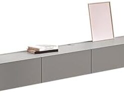 Meuble TV moderne pour salon et chambre à coucher, console TV centrale de divertissement en bois avec armoires de rangement et portes rabattables, console multimédia à montage mural, étagère