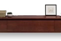 Meuble TV Suspendu, Meuble TV Flottant Moderne, Console multimédia Murale avec 2 tiroirs, Petit Meuble TV d'appartement, étagère Flottante pour Le Rangement sous la télévision (Marron, 140 c