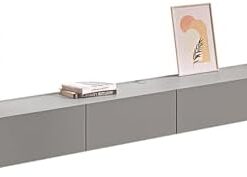 Support Mural Flottant Moderne à Porte Rabattable pour téléviseur Meuble TV Flottant Grand Support TV Mural avec Rangement (140 cm)