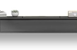 Meuble TV flottant à fixation murale, support TV flottant avec 2 tiroirs et étagère flottante, console multimédia murale pour petits appartements, gris, 160 cm