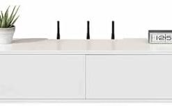 Meuble TV mural, console multimédia flottante, meuble flottant moderne sous TV avec tiroir, support TV flottant fixé au mur avec trou pour câble pour la maison, le bureau, le salon, la chamb