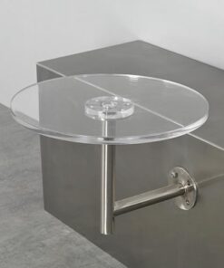 Table de bar murale moderne avec dessus en acrylique et pieds en acier inoxydable pour cuisine, salle à manger, bistrot, cocktail, petite taille (argent)