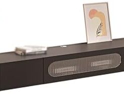 Générique Meuble TV Flottant Support TV Flottant Support TV Mural Grand Meuble TV Unités murales avec Porte en Verre Centre de Divertissement Flottant avec Rangement Étagère Flottante Moderne pour Le