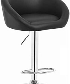 Tabouret haut rotatif moderne avec assise en éponge pour bar et réception réglable en hauteur Bleu et noir