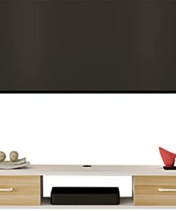 Meuble TV mural flottant, meuble TV à étagères, composant d'armoire de centre de divertissement, avec tiroir et unité de rangement Console multimédia audio/vidéo (couleur : blanc, taille : 1