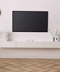 Générique Meuble TV Mural, Meuble TV Flottant pour Salon, Console multimédia TV, Meuble TV Noir/Blanc avec Deux tiroirs (B, 120 cm/47,2 Pouces)