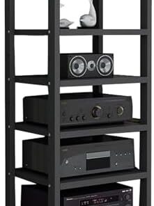 Générique Support multimédia Autonome, Support Audio à 3 Niveaux, Support Tour pour Lecteur, Support Audio avec roulettes, Hauteur réglable pour Salle d'enregistrement de Jeux