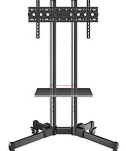 FBSHAD Stand de télévision Mobile avec châteaux, Chariot télévisé Lourd pour Les téléviseurs OLED LCD de 32 à 65 Pouces, Hauteur réglable, jusqu'à 75 kg, Meuble de télévision au Sol Roulant avec