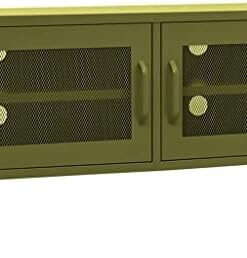 Générique Meuble TV en Acier avec 2 Portes, Meuble TV pour écran Plat jusqu'à 41 Pouces, Centre de Divertissement avec étagère (Menthe)