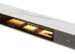 Étagère TV flottante, étagères TV flottantes avec porte et tiroirs, console multimédia murale pour centre de divertissement, meuble TV mural brillant avec trous pour câbles, grand banc de ra