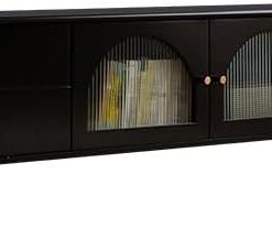 Étagère TV Murale Armoire de visualisation en Verre, Porte Salon, Meuble TV Simple et Moderne, sur Pied, 1.8m