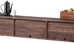 Meuble TV flottant en bois, meuble TV mural, étagère, centre de divertissement flottant avec porte roulante, console TV flottante fixée au mur pour salon, chambre à coucher. (150 x 25 x 25 c