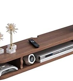 Générique Meuble TV Flottant Mural, Meuble WiFi, Console multimédia à 2 Niveaux en Bois Massif, Cache-câble, Meuble TV Mural, pour Lecteur DVD, boîtier TV, télécommandes (Taille : 100 x 22 x 15 cm)