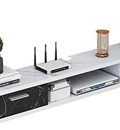 Générique Support TV Flottant Étagère TV Murale Centre de Divertissement, Console multimédia Centre de Divertissement Mural en Bois pour unité de Rangement Console Audio/vidéo Boîte à câbles (Couleur