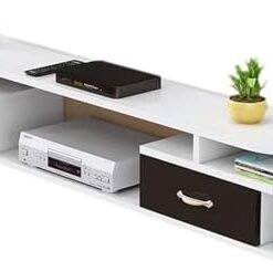 Générique Meuble TV Flottant, Console multimédia Murale avec tiroir, Meuble TV Flottant, Console de Divertissement, étagère de Rangement pour Lecteur DVD, étagère vidéo (Blanc)