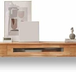 Support TV flottant Console multimédia murale Meuble TV avec porte à rabat Meuble TV mural avec tiroirs et trous pour câbles Étagère centrale de divertissement sous TV pour bureau à domicile
