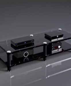 Support d'armoire multimédia AV - Supports et étagères stéréo à Plusieurs étages avec Absorption des Chocs - Étagères Audio et vidéo domestiques pour amplificateurs, Haut-parleurs, Tourne-di