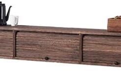Meuble TV flottant en bois, meuble TV mural, étagère de support TV flottante, centre de divertissement flottant avec porte roulante, console TV flottante fixée au mur pour salon, chambre à c