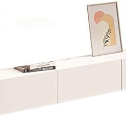 Générique Meuble TV Flottant Console multimédia TV Meuble TV Mural avec tiroirs et Portes de Placard Facile à Utiliser Convient pour Le Salon Chambre Cinéma (Blanc, 160 20 24 cm)
