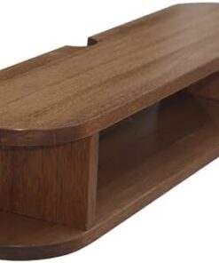 Meuble TV flottant Meuble TV, design de rangement ouvert en bois massif, meuble TV mural avec trou pour fil, utilisé dans la salle multimédia, salle de divertissement (marron, 80 x 20 x 16 c