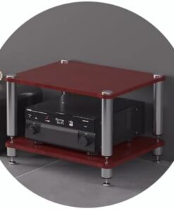 Étagère AV à 4 niveaux, support de lecteur de disques, armoire audio avec pieds absorbant les chocs, organisateur de stockage de composants audio et vidéo, rouge, 60 x 48 x 40 cm