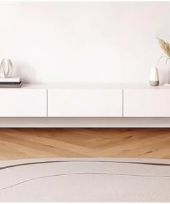 Générique Meuble TV Flottant, Meuble TV Flottant, Console TV en Bois, étagère TV Flottante pour Salon, Table TV de Centre de Divertissement, Support TV Mural Long (Blanc, 160 cm)