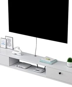 Meuble TV flottant à fixation murale, étagère de rangement, composant d'armoire de centre de divertissement, pour console audio/vidéo, décodeur de câble, routeur (couleur : gris, taille : 10