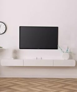 Générique Meuble TV Flottant 120/160/180 Meuble TV Flottant Meuble TV Mural Grand Meuble TV de Rangement pour Salon et Bureau (Blanc, 160 x 24 x 18 cm)
