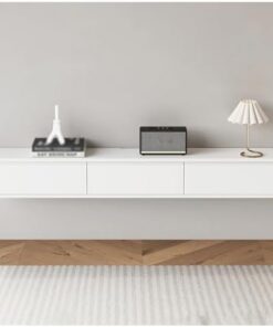 Générique Console multimédia Murale pour Petit Appartement, Meuble TV Flottant, Meuble de Rangement Mural sous TV, avec Porte, pour Salon, Chambre à Coucher (Couleur : Blanc, Taille : 120 cm)