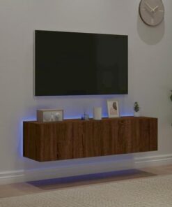 Générique Meuble TV Flottant avec lumières LED, Meuble TV Flottant avec Rangement, étagère TV Flottante pour Centre de Divertissement Mural, 120 cm (Gris béton)