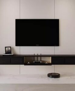 Générique Meuble TV Flottant 120/155/188 cm Meuble TV Mural Suspendu Meuble TV Étagère de Rangement multimédia pour Salon et Bureau (Noir, 120 x 24 x 18 cm)