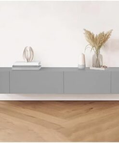 Générique Meuble TV Flottant pour Petit Appartement, Console multimédia Murale, Meuble de Rangement, étagère de Divertissement sous TV avec Porte et Rangement (Couleur : Gris, Taille : 120 cm)