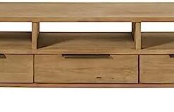Meuble TV pour Salon, Meuble TV pour Petit Appartement, Meuble de Rangement, Meuble audiovisuel Industriel à 2 tiroirs, Centre de Divertissement TV avec Rangement (L-180 cm)
