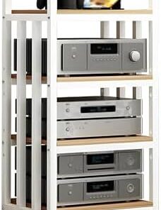Générique Armoire de Rack Audio, Petit Support multimédia, Armoire stéréo, Rangement pour Composants stéréo de Divertissement/récepteur/équipement électronique (Blanc)