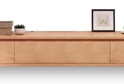 Générique Meuble TV Flottant Meuble de Rangement Flottant Mural Moderne pour Supports TV de Salon et centres multimédias Meuble à tiroirs Couleur Bois Naturel avec Trou d'antenne caché (200 * 20 * 24
