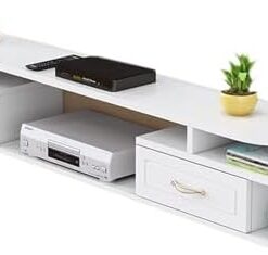 Générique Meuble TV Flottant, Console multimédia Murale avec tiroir, Meuble TV Flottant, Console de Divertissement, étagère de Rangement pour Lecteur DVD, étagère vidéo (Blanc)