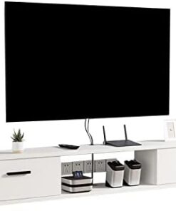 Générique Meuble TV Flottant Étagère Murale Centre de Divertissement Meuble TV Flottant avec Porte et unité de Rangement Console Audio/vidéo Console multimédia (Couleur : B, Taille : 100x23x22cm)
