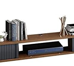 Étagère TV murale, support TV flottant/meuble TV, console TV en bois pour salon, composant d'armoire de centre de divertissement pour unité de rangement, console audio/vidéo (couleur : C, ta