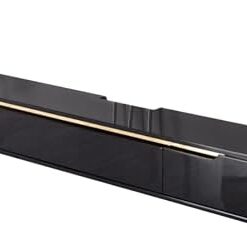 Générique Meuble TV Mural Flottant, Support TV Mural, Console multimédia avec tiroirs, Rangement de Jeux, étagère TV, Meuble pour la Maison (Noir, 200 cm)