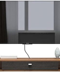 Meuble TV flottant mural en bois, console multimédia, centre de divertissement sous la télévision, armoire flottante, bureau, clapier de rangement pour salon, chambre à coucher, bureau (coul