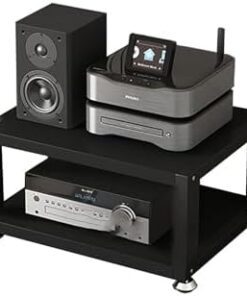 Étagère AV - Support audio portable - Support de rangement multimédia AV - Étagère d'angle stéréo avec étagères de rangement pour salon, salle d'enregistrement, salle de réunion, chambre à coucher