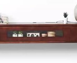 Générique Meuble TV Mural en Bois Massif Meuble TV Flottant Marron Banc de Rangement TV pour Console multimédia de Salon (120 cm/47,2 Pouces)
