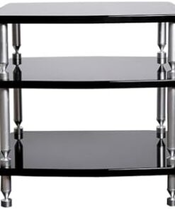 Générique Meuble stéréo, Console pour Tourne-Disque, Meuble d'angle, Centre de Divertissement avec étagères, Support multimédia AV, Tour Audio, étagère multimédia, étagère audiovisuelle (59 x 49 x 63